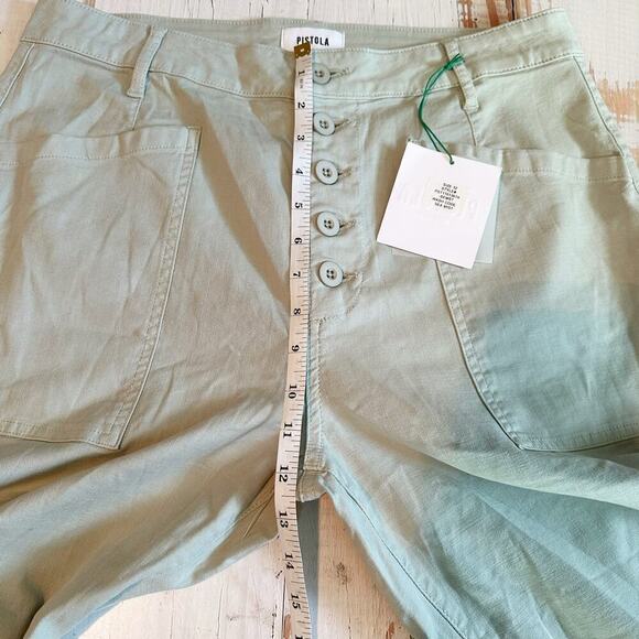 PISTOLA High Rise Tammy Pant Ankle Trouser Sea Mist Green Plus Size 32 - Picture 11 of 12